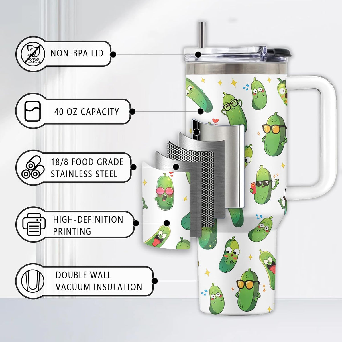 Might Be 40oz Tumbler, with Handle & Straw, Stainless Steel Cup | 40oz Insulated Tumbler, Travel Sport Coffee Water Bottle, Thanksgiving Christmas Birthday Gifts for Woman Man