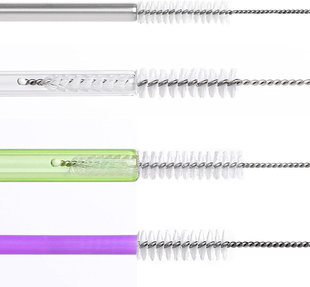 15 Pack Straw Cleaner Brush Set, 12 inch Extra Long, 5 Different Diameters Reusable Cleaning Brush for Sippy Cup, Water Bottle and Tubes