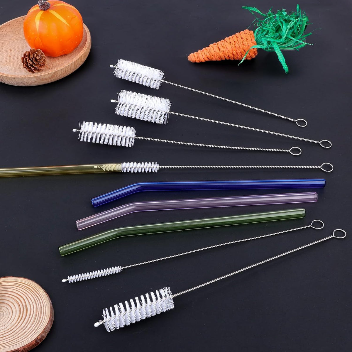 15 Pack Straw Cleaner Brush Set, 12 inch Extra Long, 5 Different Diameters Reusable Cleaning Brush for Sippy Cup, Water Bottle and Tubes