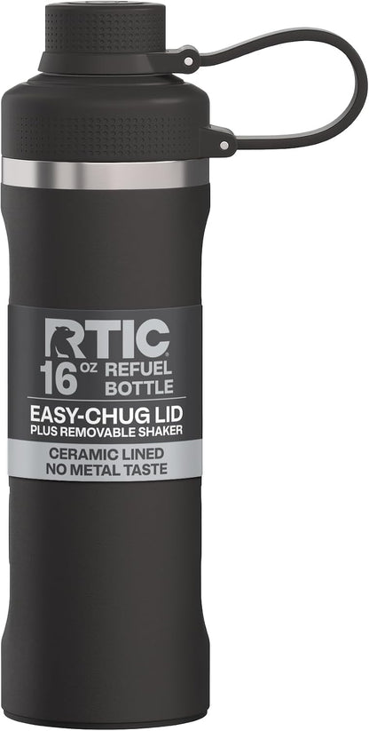 24oz Refuel Water Bottle with Protein Shaker, Black