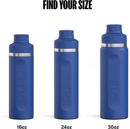 24oz Refuel Water Bottle with Protein Shaker, Black