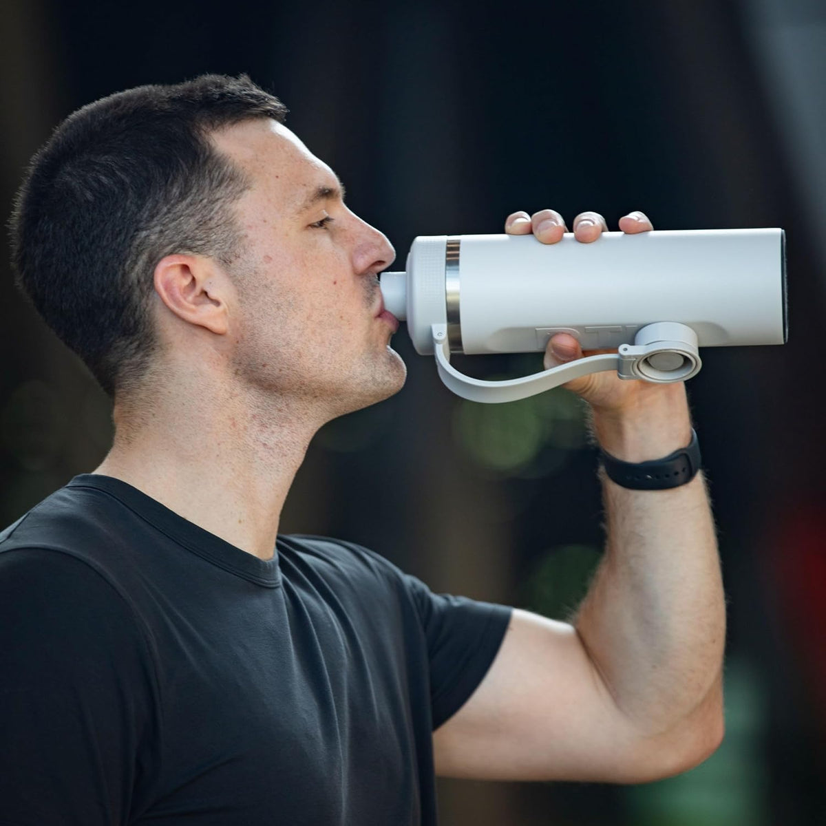24oz Refuel Water Bottle with Protein Shaker, Black