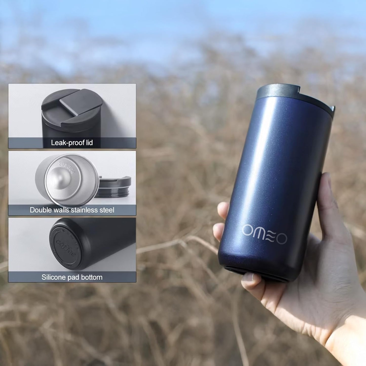 Stainless Steel Insulated Tumbler with Leak-Resistant Lid | BPA-Free, Easy Clean | Double Wall Vacuum Cup for Hot & Cold Drinks | Portable Water Bottle for Office, Outdoor&Travel (Black, 550ml)