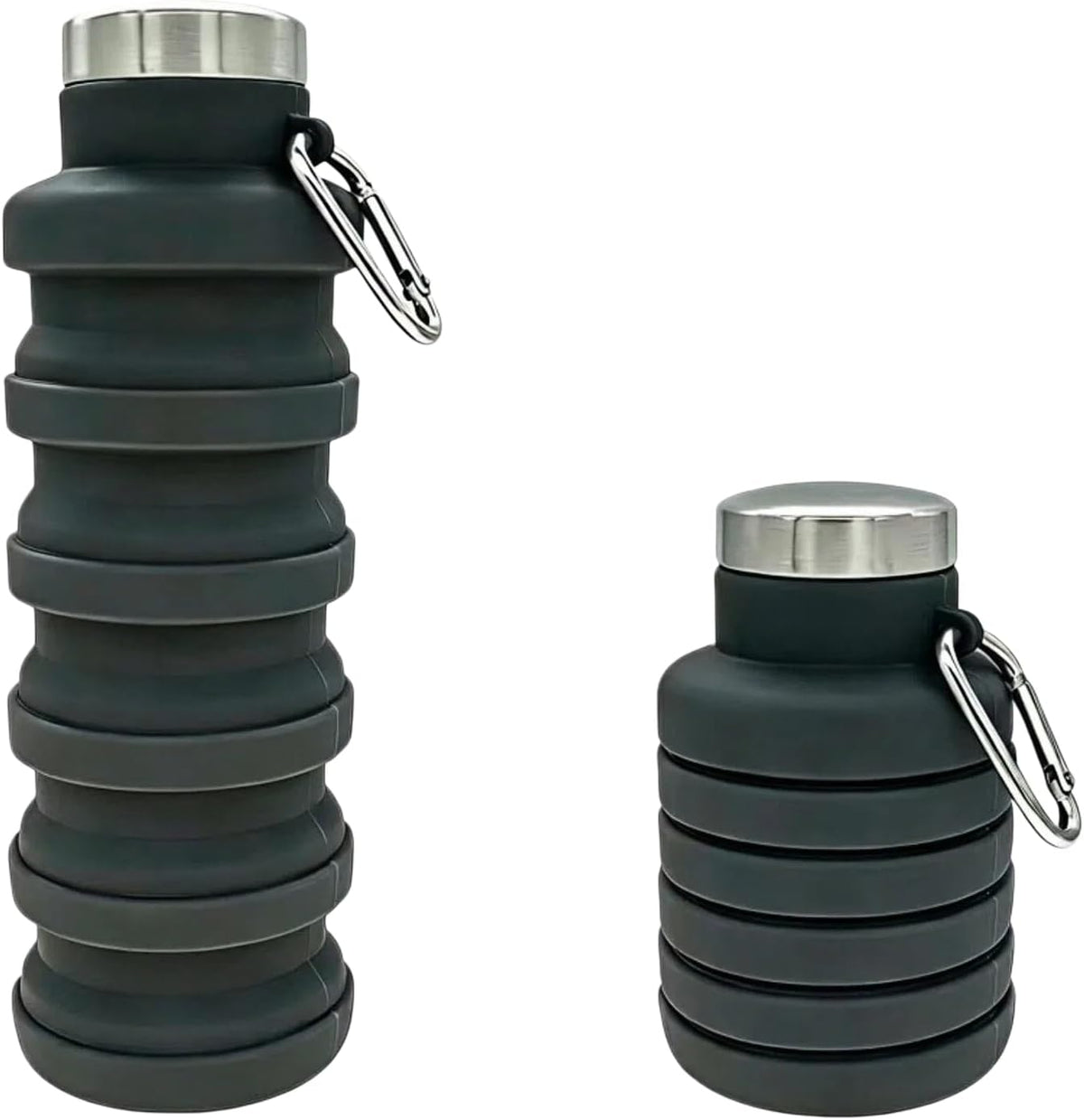 Collapsible Water Bottle 17oz（500ml），Travel Portable Sport Water Bottle，Reusable Silicone Foldable Water Bottles for Gym Camping Hiking (Purple+Black)