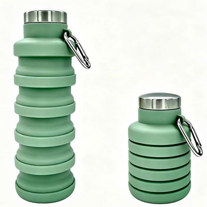 Collapsible Water Bottle 17oz（500ml），Travel Portable Sport Water Bottle，Reusable Silicone Foldable Water Bottles for Gym Camping Hiking (Purple+Black)