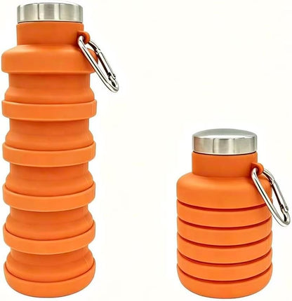 Collapsible Water Bottle 17oz（500ml），Travel Portable Sport Water Bottle，Reusable Silicone Foldable Water Bottles for Gym Camping Hiking (Purple+Black)