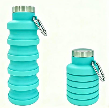 Collapsible Water Bottle 17oz（500ml），Travel Portable Sport Water Bottle，Reusable Silicone Foldable Water Bottles for Gym Camping Hiking (Purple+Black)