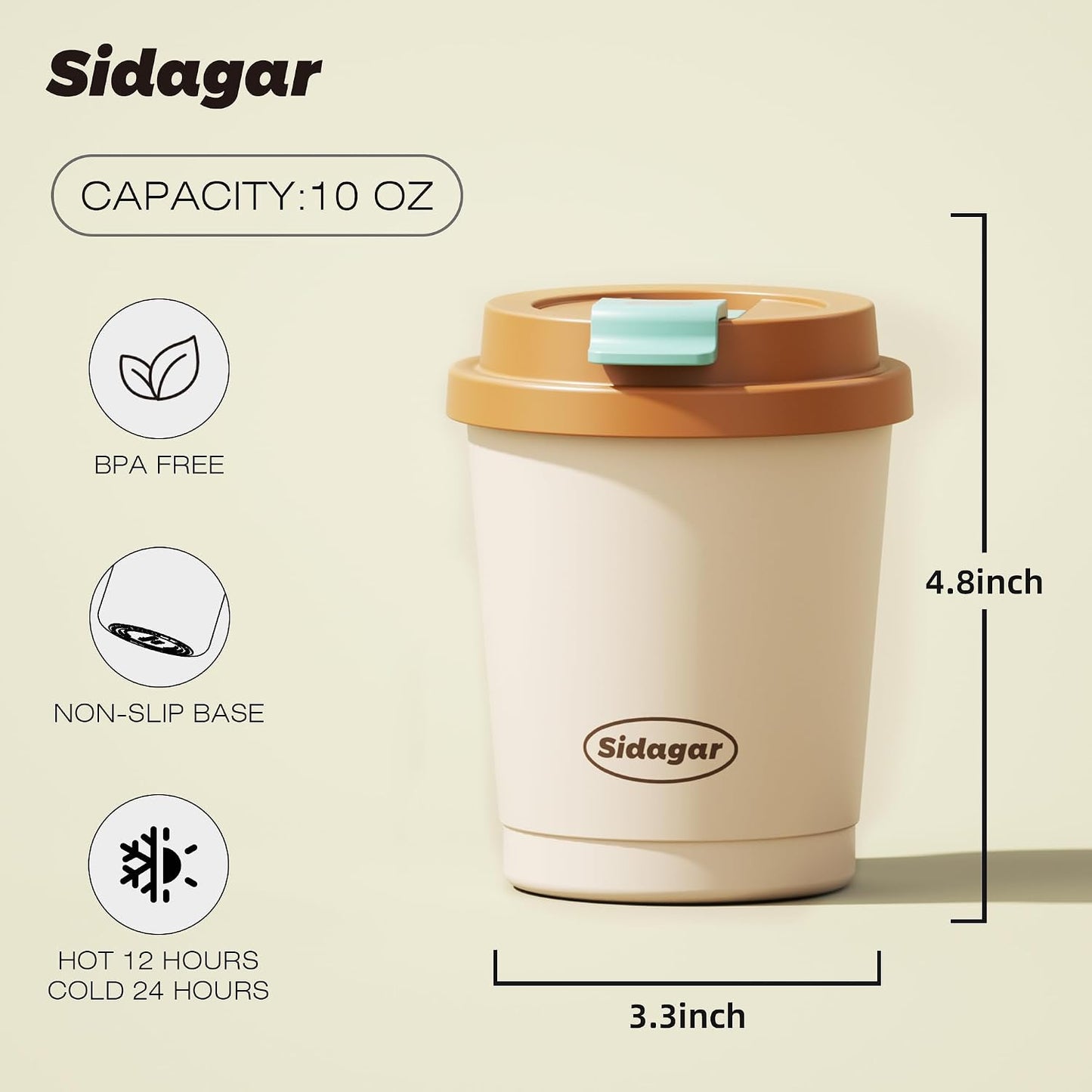 10 oz Leak-Proof Insulated Coffee Mug, 316 Stainless Steel Tumbler | Premium 316 Stainless Steel, 360° Leak-Proof Snap-Lock Lid, Keeps Hot 6h/Cold 12h, BPA-Free, Perfect for Daily Commute