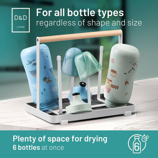 All-in-One Bottle Holder for SodaStream - Drying Rack for Bottles of All Kinds: Duo, Crystal, Easy, Drinking and Baby Bottles - Universal Drying Stand (Metal, White)