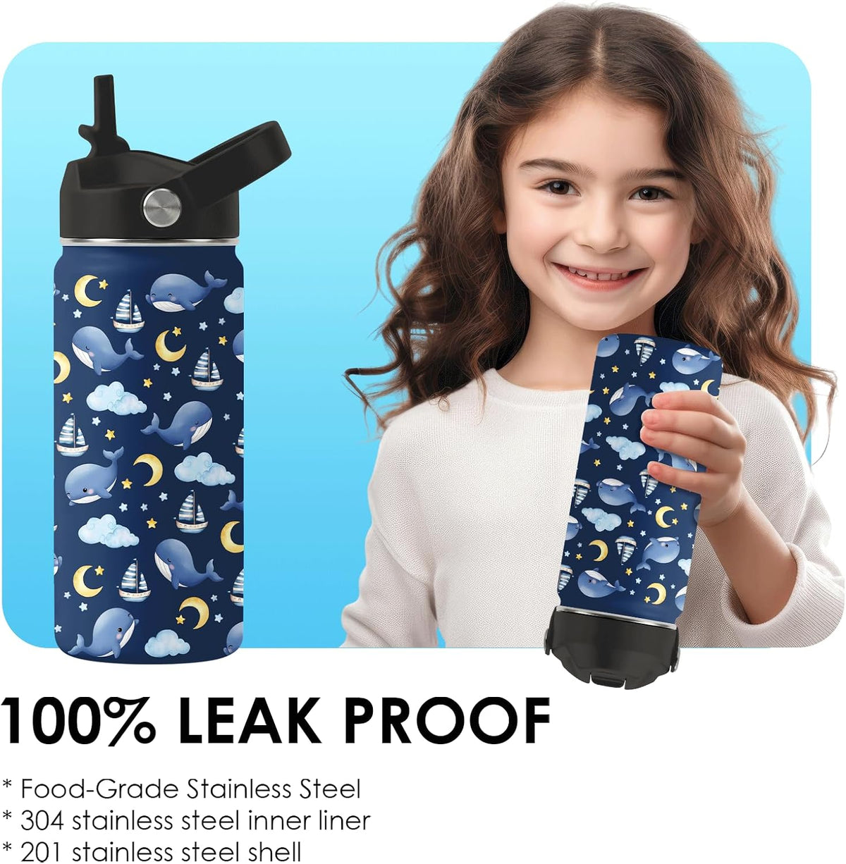 Strawberry Gifts for Kids - 16oz Pink Kids Water Bottle with Straw Lid, Stainless Steel Insulated Water Bottle, Leakproof, BPA-Free, for Girls, School, Strawberry Lover Children Birthday Gift Cup(1pc)