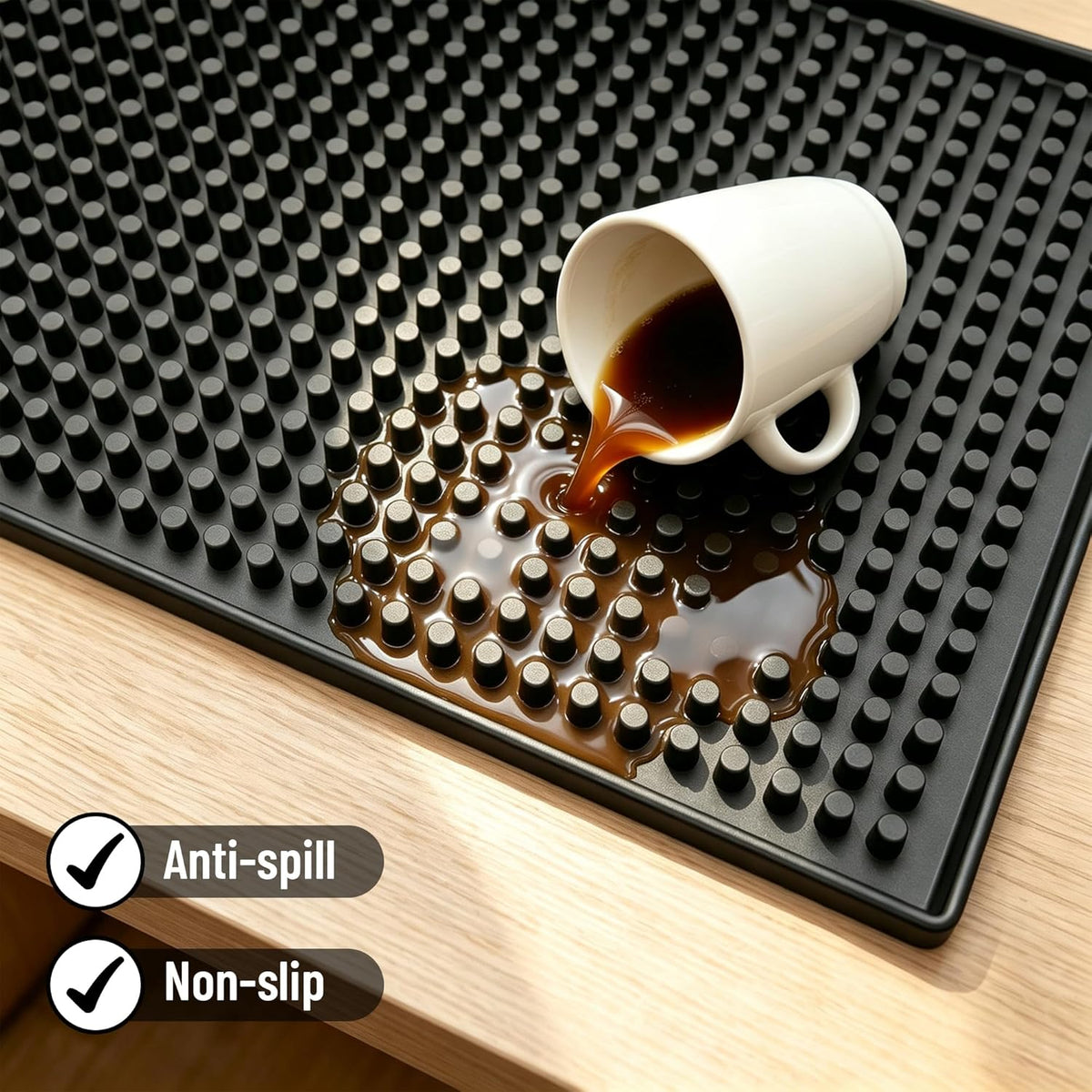 Bar Mat, 12"x6" Non-Slip PVC Mats for Home Coffee Bar Countertop