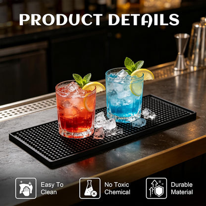 Bar Mat, 12"x6" Non-Slip PVC Mats for Home Coffee Bar Countertop