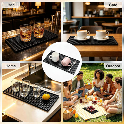 Bar Mat, 12"x6" Non-Slip PVC Mats for Home Coffee Bar Countertop