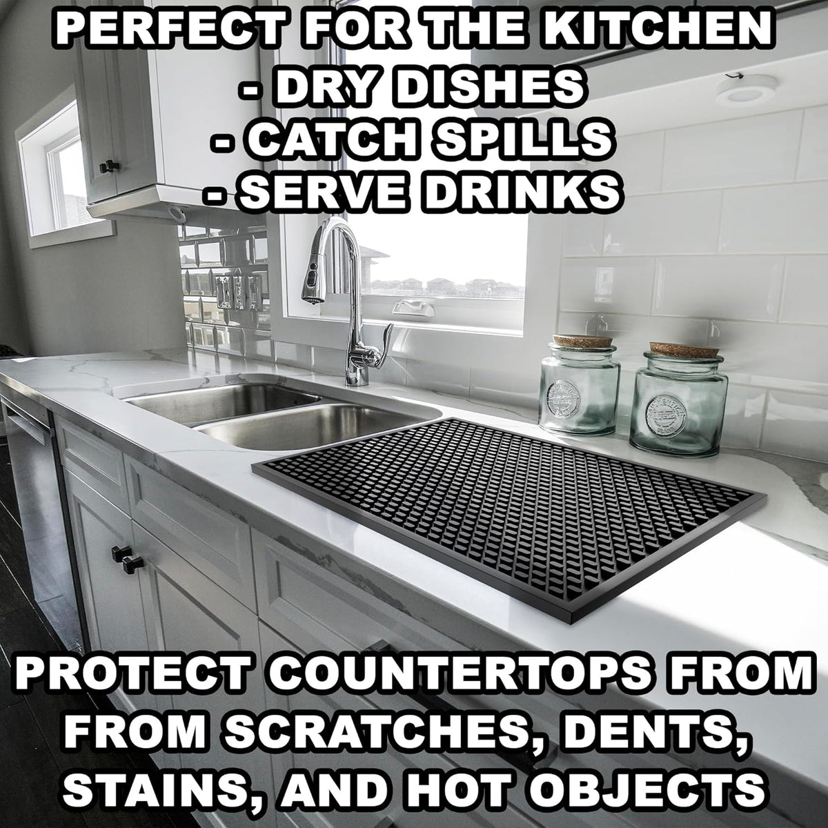 Bar Mat 18 x 12 in - Silicone Coffee Bar Mats for Countertop