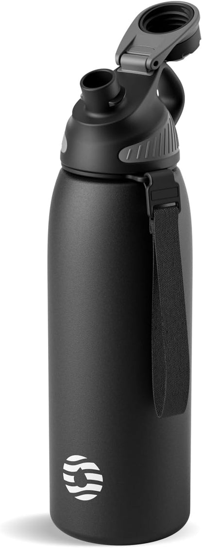 20oz Stainless Steel Insulated Water Bottle No Straw Spout Lid | Double Wall Vacuum Insulated, 18/8 Stainless Steel, Leakproof, BPA-Free, Sports Flask Ideal For Gym Workout Hiking Travel