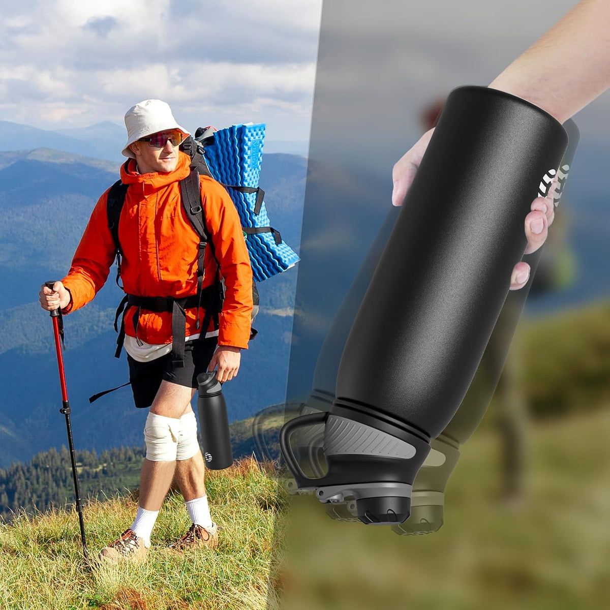 20oz Stainless Steel Insulated Water Bottle No Straw Spout Lid | Double Wall Vacuum Insulated, 18/8 Stainless Steel, Leakproof, BPA-Free, Sports Flask Ideal For Gym Workout Hiking Travel