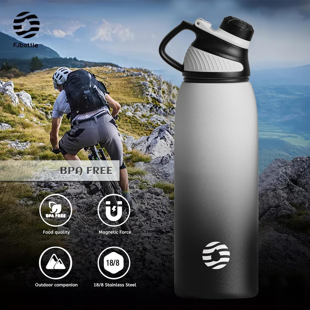 20oz Stainless Steel Insulated Water Bottle No Straw Spout Lid | Double Wall Vacuum Insulated, 18/8 Stainless Steel, Leakproof, BPA-Free, Sports Flask Ideal For Gym Workout Hiking Travel