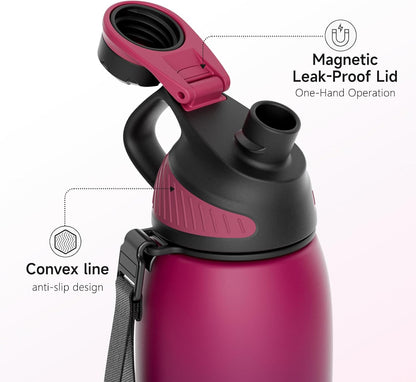 20oz Stainless Steel Insulated Water Bottle No Straw Spout Lid | Double Wall Vacuum Insulated, 18/8 Stainless Steel, Leakproof, BPA-Free, Sports Flask Ideal For Gym Workout Hiking Travel