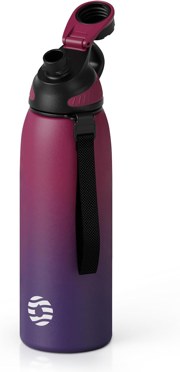 20oz Stainless Steel Insulated Water Bottle No Straw Spout Lid | Double Wall Vacuum Insulated, 18/8 Stainless Steel, Leakproof, BPA-Free, Sports Flask Ideal For Gym Workout Hiking Travel