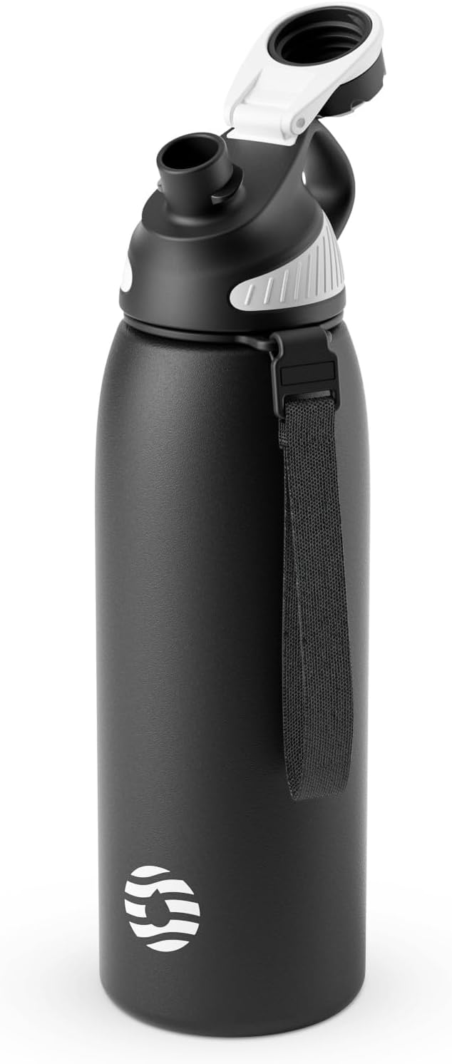 20oz Stainless Steel Insulated Water Bottle No Straw Spout Lid | Double Wall Vacuum Insulated, 18/8 Stainless Steel, Leakproof, BPA-Free, Sports Flask Ideal For Gym Workout Hiking Travel