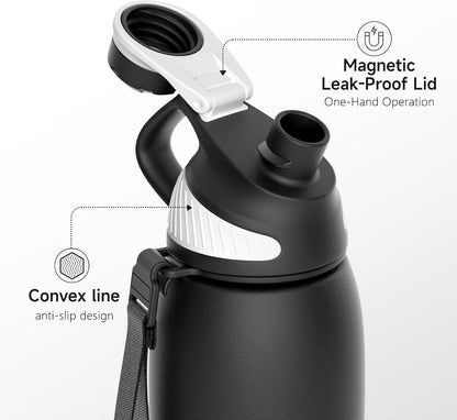 20oz Stainless Steel Insulated Water Bottle No Straw Spout Lid | Double Wall Vacuum Insulated, 18/8 Stainless Steel, Leakproof, BPA-Free, Sports Flask Ideal For Gym Workout Hiking Travel