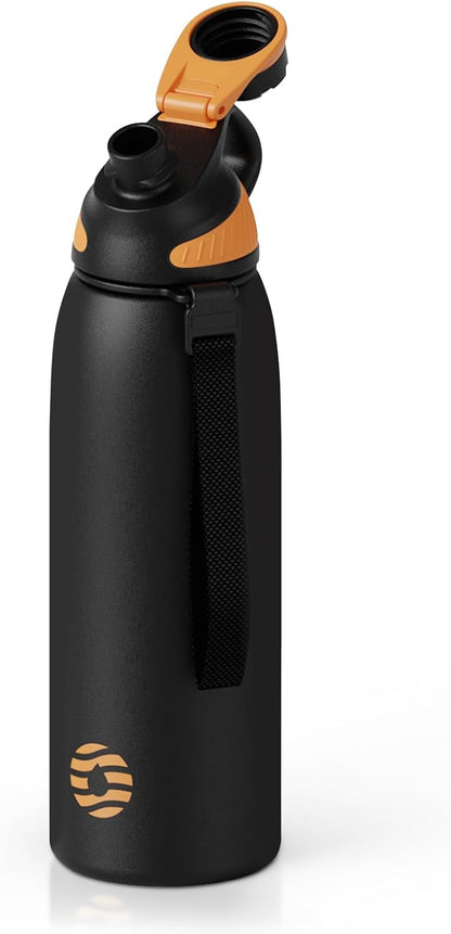 20oz Stainless Steel Insulated Water Bottle No Straw Spout Lid | Double Wall Vacuum Insulated, 18/8 Stainless Steel, Leakproof, BPA-Free, Sports Flask Ideal For Gym Workout Hiking Travel