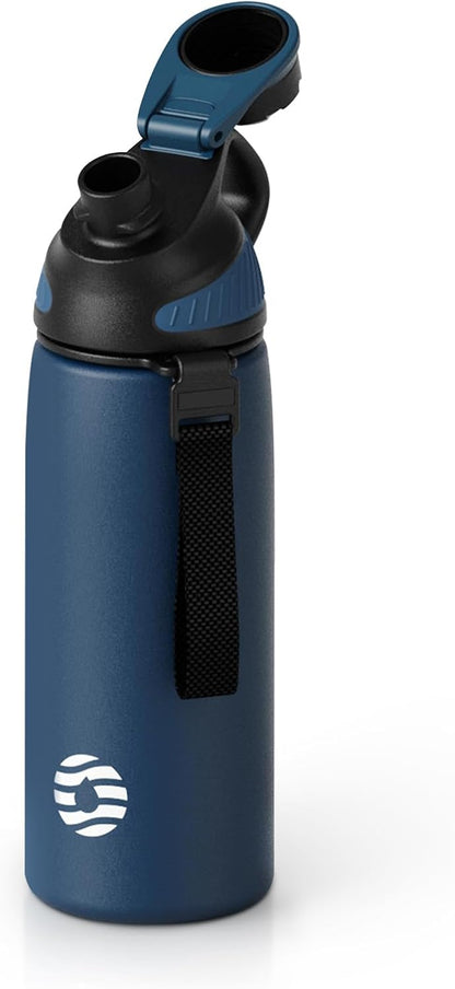 20oz Stainless Steel Insulated Water Bottle No Straw Spout Lid | Double Wall Vacuum Insulated, 18/8 Stainless Steel, Leakproof, BPA-Free, Sports Flask Ideal For Gym Workout Hiking Travel