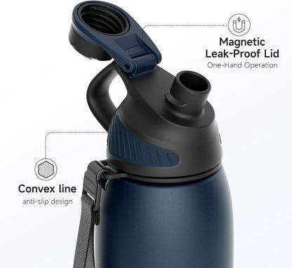 20oz Stainless Steel Insulated Water Bottle No Straw Spout Lid | Double Wall Vacuum Insulated, 18/8 Stainless Steel, Leakproof, BPA-Free, Sports Flask Ideal For Gym Workout Hiking Travel