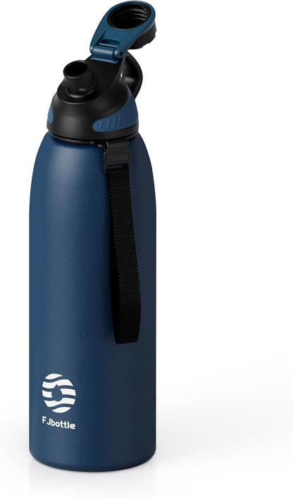 20oz Stainless Steel Insulated Water Bottle No Straw Spout Lid | Double Wall Vacuum Insulated, 18/8 Stainless Steel, Leakproof, BPA-Free, Sports Flask Ideal For Gym Workout Hiking Travel