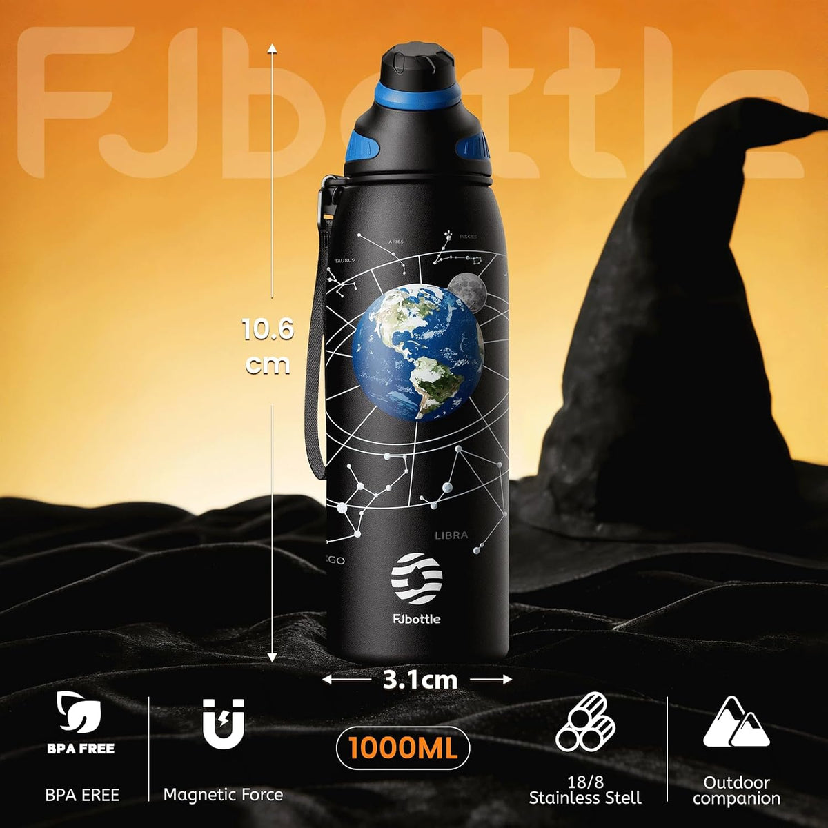 20oz Stainless Steel Insulated Water Bottle No Straw Spout Lid | Double Wall Vacuum Insulated, 18/8 Stainless Steel, Leakproof, BPA-Free, Sports Flask Ideal For Gym Workout Hiking Travel