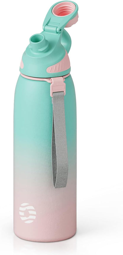 20oz Stainless Steel Insulated Water Bottle No Straw Spout Lid | Double Wall Vacuum Insulated, 18/8 Stainless Steel, Leakproof, BPA-Free, Sports Flask Ideal For Gym Workout Hiking Travel