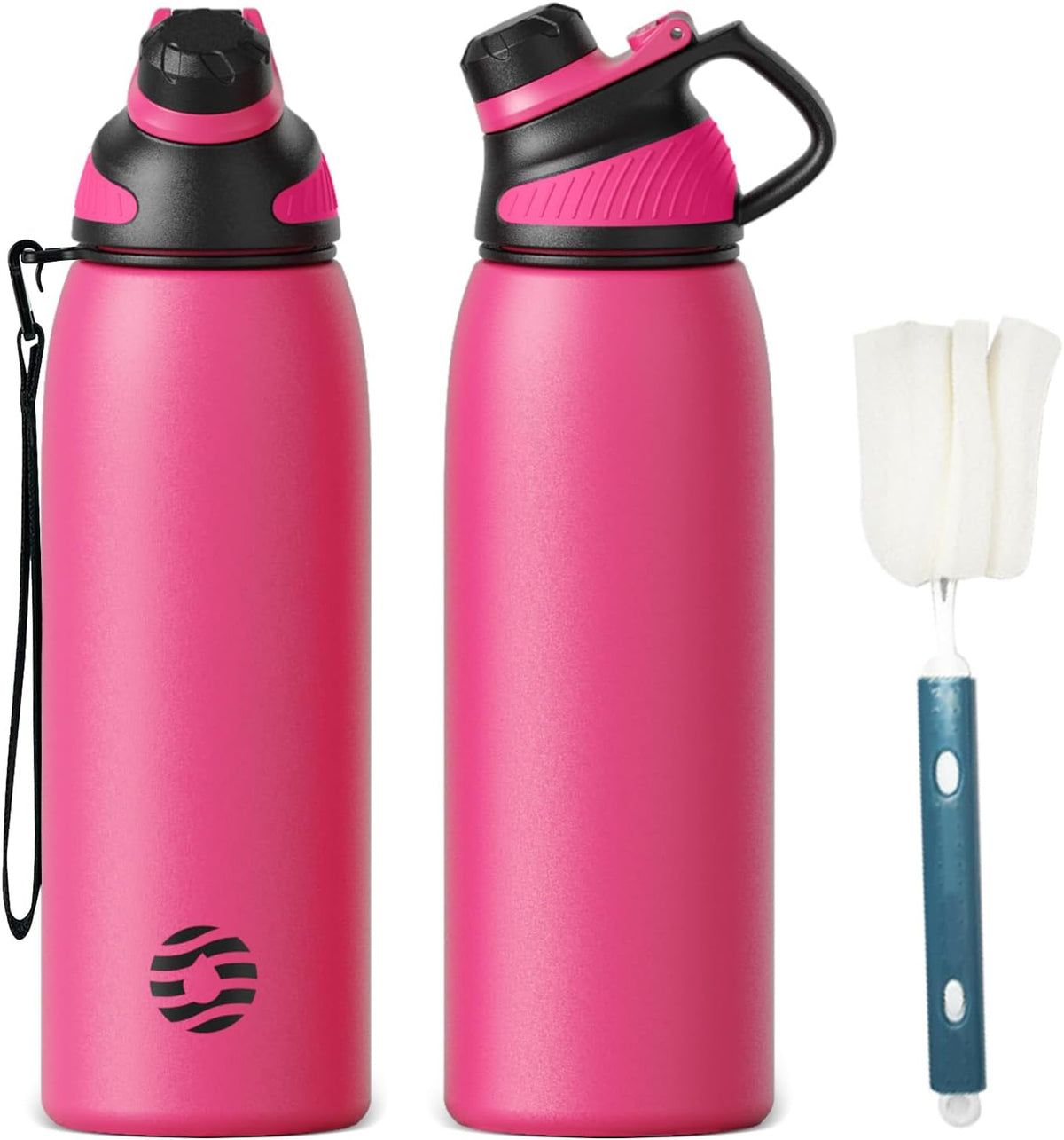 20oz Stainless Steel Insulated Water Bottle No Straw Spout Lid | Double Wall Vacuum Insulated, 18/8 Stainless Steel, Leakproof, BPA-Free, Sports Flask Ideal For Gym Workout Hiking Travel