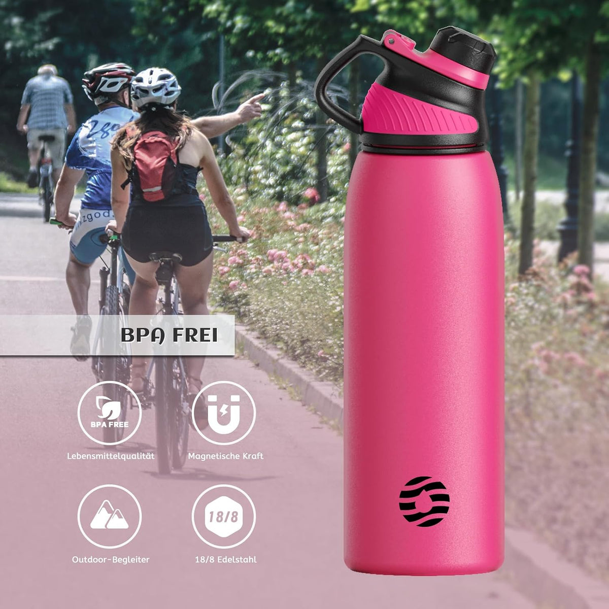 20oz Stainless Steel Insulated Water Bottle No Straw Spout Lid | Double Wall Vacuum Insulated, 18/8 Stainless Steel, Leakproof, BPA-Free, Sports Flask Ideal For Gym Workout Hiking Travel