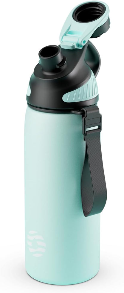 20oz Stainless Steel Insulated Water Bottle No Straw Spout Lid | Double Wall Vacuum Insulated, 18/8 Stainless Steel, Leakproof, BPA-Free, Sports Flask Ideal For Gym Workout Hiking Travel