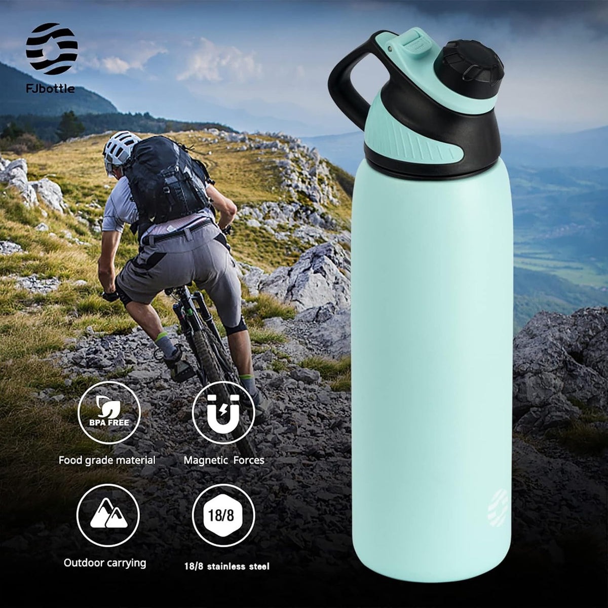 20oz Stainless Steel Insulated Water Bottle No Straw Spout Lid | Double Wall Vacuum Insulated, 18/8 Stainless Steel, Leakproof, BPA-Free, Sports Flask Ideal For Gym Workout Hiking Travel