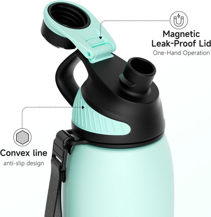 20oz Stainless Steel Insulated Water Bottle No Straw Spout Lid | Double Wall Vacuum Insulated, 18/8 Stainless Steel, Leakproof, BPA-Free, Sports Flask Ideal For Gym Workout Hiking Travel