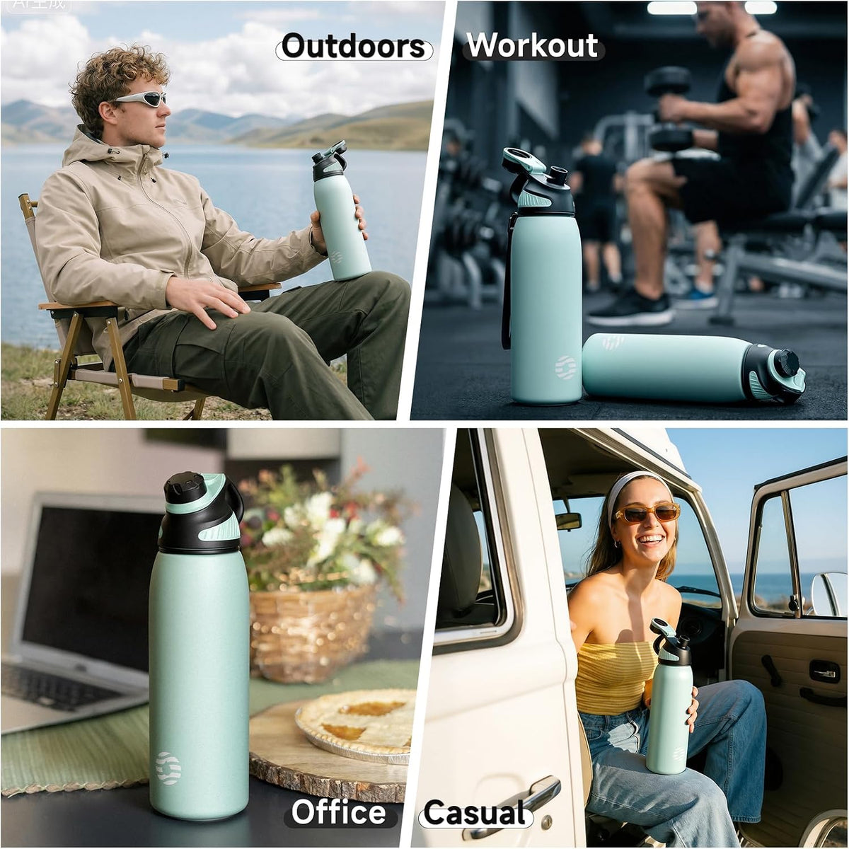 20oz Stainless Steel Insulated Water Bottle No Straw Spout Lid | Double Wall Vacuum Insulated, 18/8 Stainless Steel, Leakproof, BPA-Free, Sports Flask Ideal For Gym Workout Hiking Travel