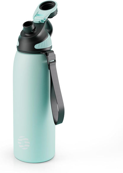 20oz Stainless Steel Insulated Water Bottle No Straw Spout Lid | Double Wall Vacuum Insulated, 18/8 Stainless Steel, Leakproof, BPA-Free, Sports Flask Ideal For Gym Workout Hiking Travel