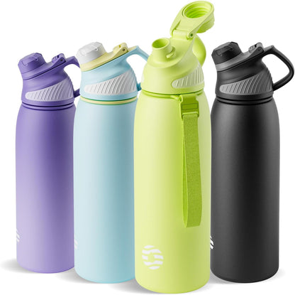 20oz Stainless Steel Insulated Water Bottle No Straw Spout Lid | Double Wall Vacuum Insulated, 18/8 Stainless Steel, Leakproof, BPA-Free, Sports Flask Ideal For Gym Workout Hiking Travel