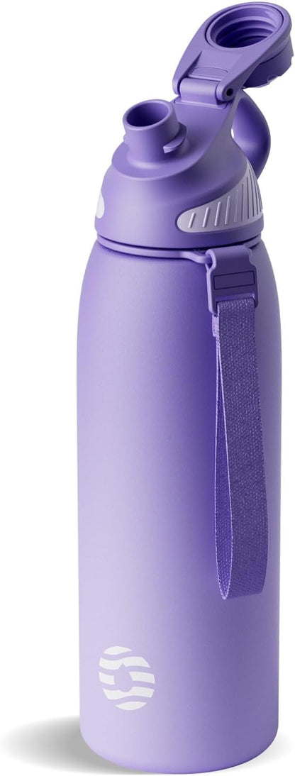 20oz Stainless Steel Insulated Water Bottle No Straw Spout Lid | Double Wall Vacuum Insulated, 18/8 Stainless Steel, Leakproof, BPA-Free, Sports Flask Ideal For Gym Workout Hiking Travel
