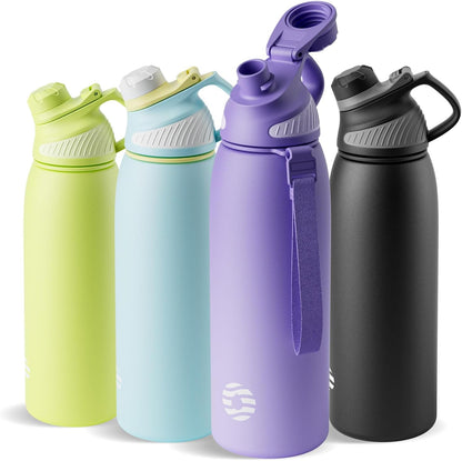 20oz Stainless Steel Insulated Water Bottle No Straw Spout Lid | Double Wall Vacuum Insulated, 18/8 Stainless Steel, Leakproof, BPA-Free, Sports Flask Ideal For Gym Workout Hiking Travel