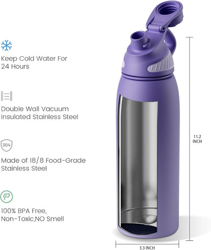 20oz Stainless Steel Insulated Water Bottle No Straw Spout Lid | Double Wall Vacuum Insulated, 18/8 Stainless Steel, Leakproof, BPA-Free, Sports Flask Ideal For Gym Workout Hiking Travel