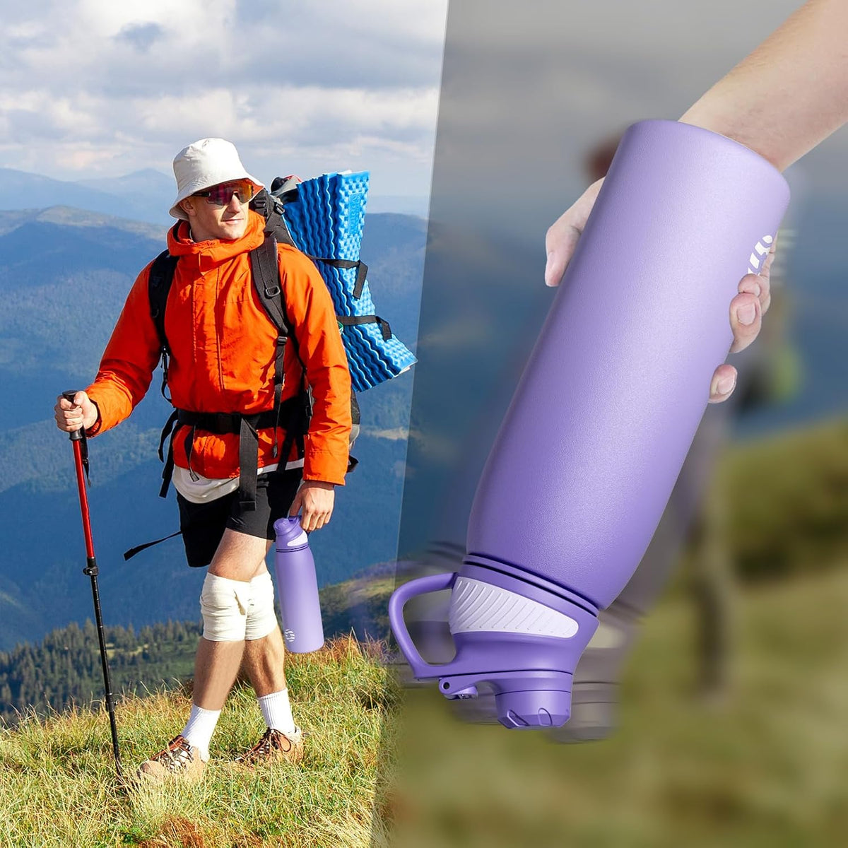 20oz Stainless Steel Insulated Water Bottle No Straw Spout Lid | Double Wall Vacuum Insulated, 18/8 Stainless Steel, Leakproof, BPA-Free, Sports Flask Ideal For Gym Workout Hiking Travel