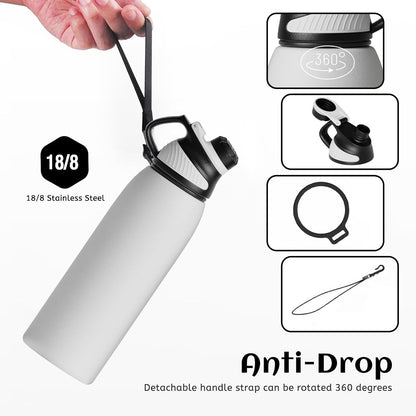 20oz Stainless Steel Insulated Water Bottle No Straw Spout Lid | Double Wall Vacuum Insulated, 18/8 Stainless Steel, Leakproof, BPA-Free, Sports Flask Ideal For Gym Workout Hiking Travel