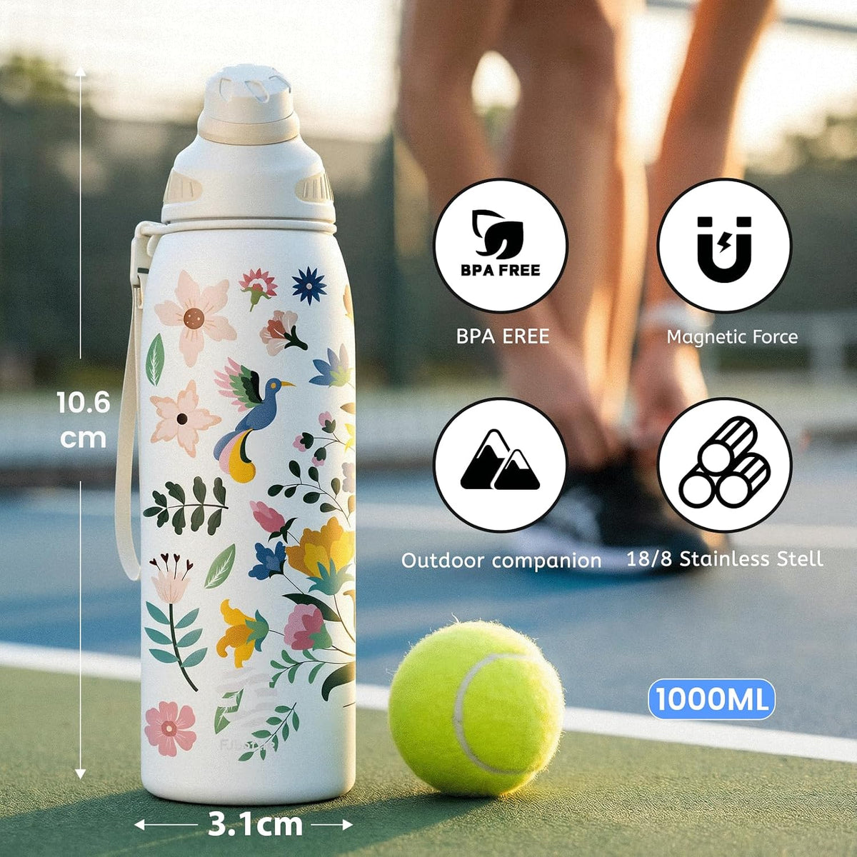 20oz Stainless Steel Insulated Water Bottle No Straw Spout Lid | Double Wall Vacuum Insulated, 18/8 Stainless Steel, Leakproof, BPA-Free, Sports Flask Ideal For Gym Workout Hiking Travel