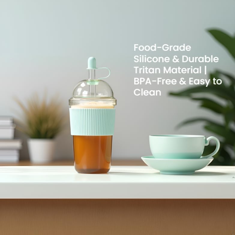 Reusable Ices Coffee Cups with Lids and Straws 17oz, Boba Cup with Straw, Tumbler with Silicone Sleeve for Cold Drinks, Iced Coffee, Bubble Tea Green