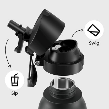 24 oz Slim Insulated Water Bottle: 2-in-1 Locking Lid, Night