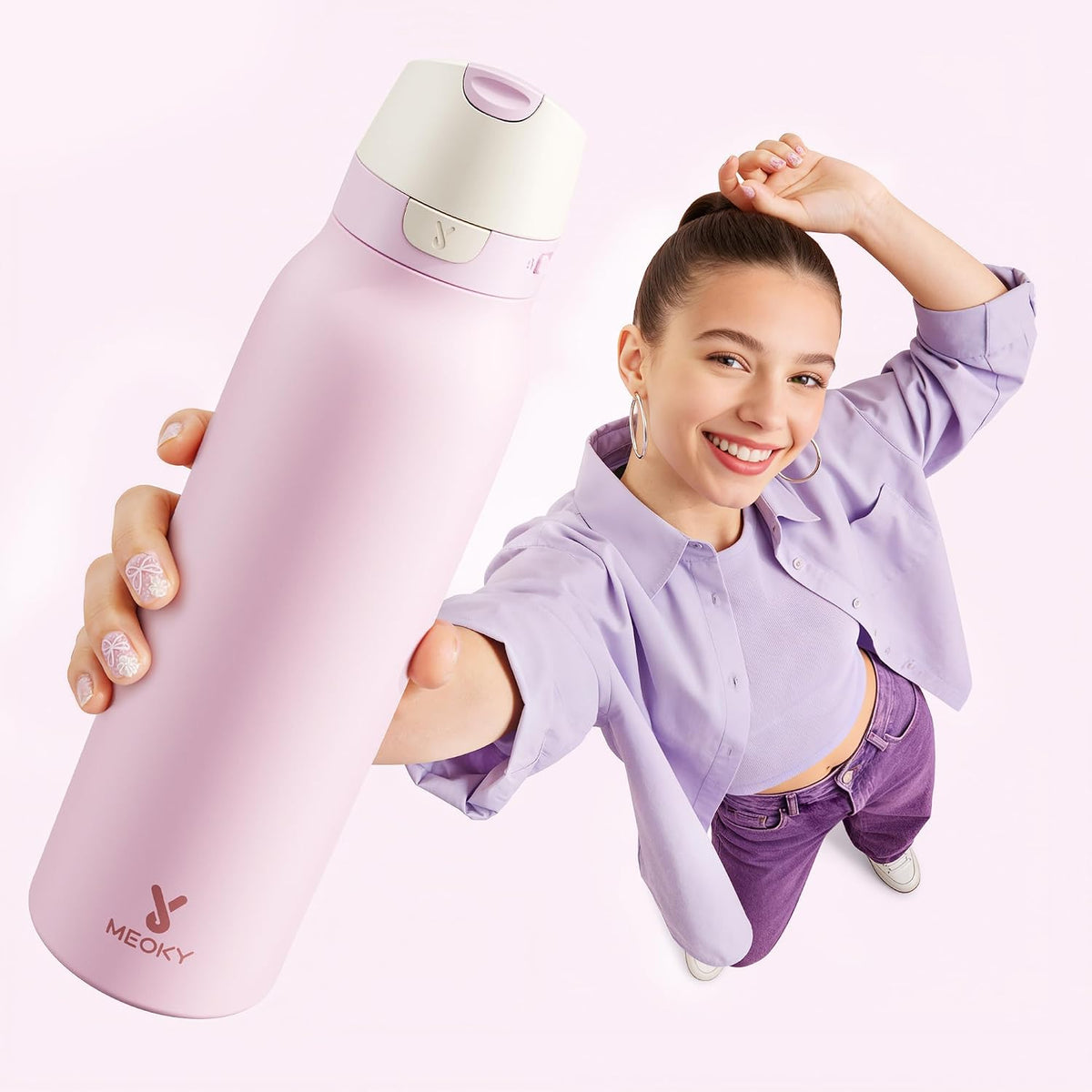 24 oz Slim Insulated Water Bottle: 2-in-1 Locking Lid, Night