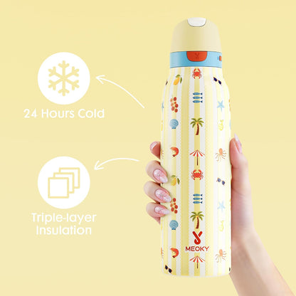 24 oz Slim Insulated Water Bottle: 2-in-1 Locking Lid, Night