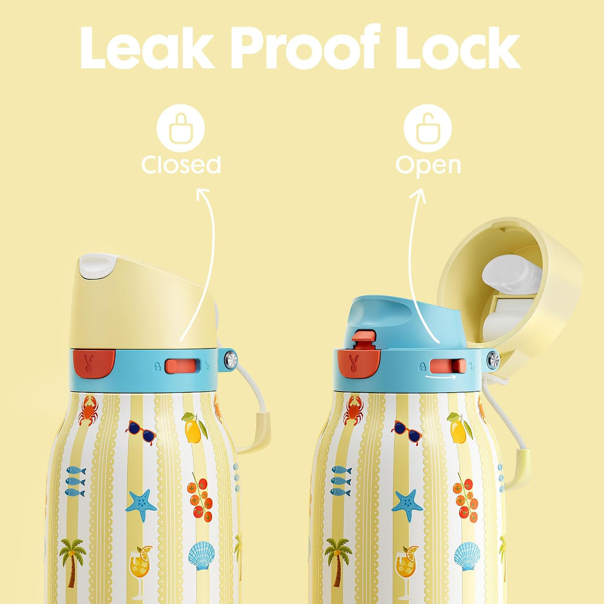 24 oz Slim Insulated Water Bottle: 2-in-1 Locking Lid, Night